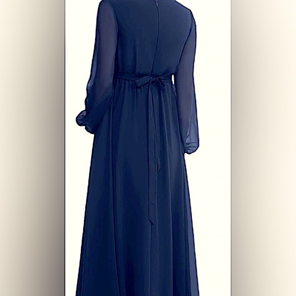 A-Line V-neck Floor-Length Bridesmaid Dress With Split Front - Picture 3 of 4